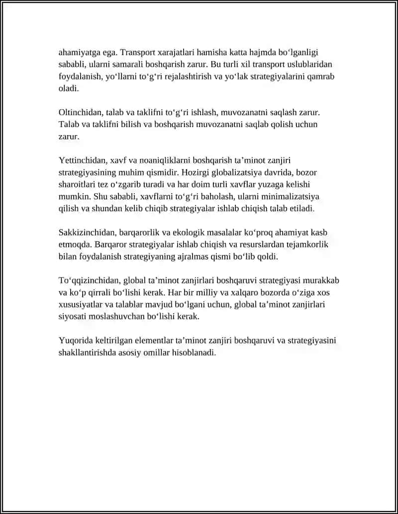 LOGISTIK ZANJIRLAR VA OPERATSIYALAR 4