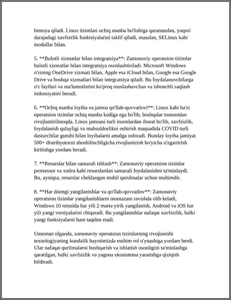 ZAMONAVIY OPERATSION TIZIMLARNING QIYOSIY TAHLILI. 4