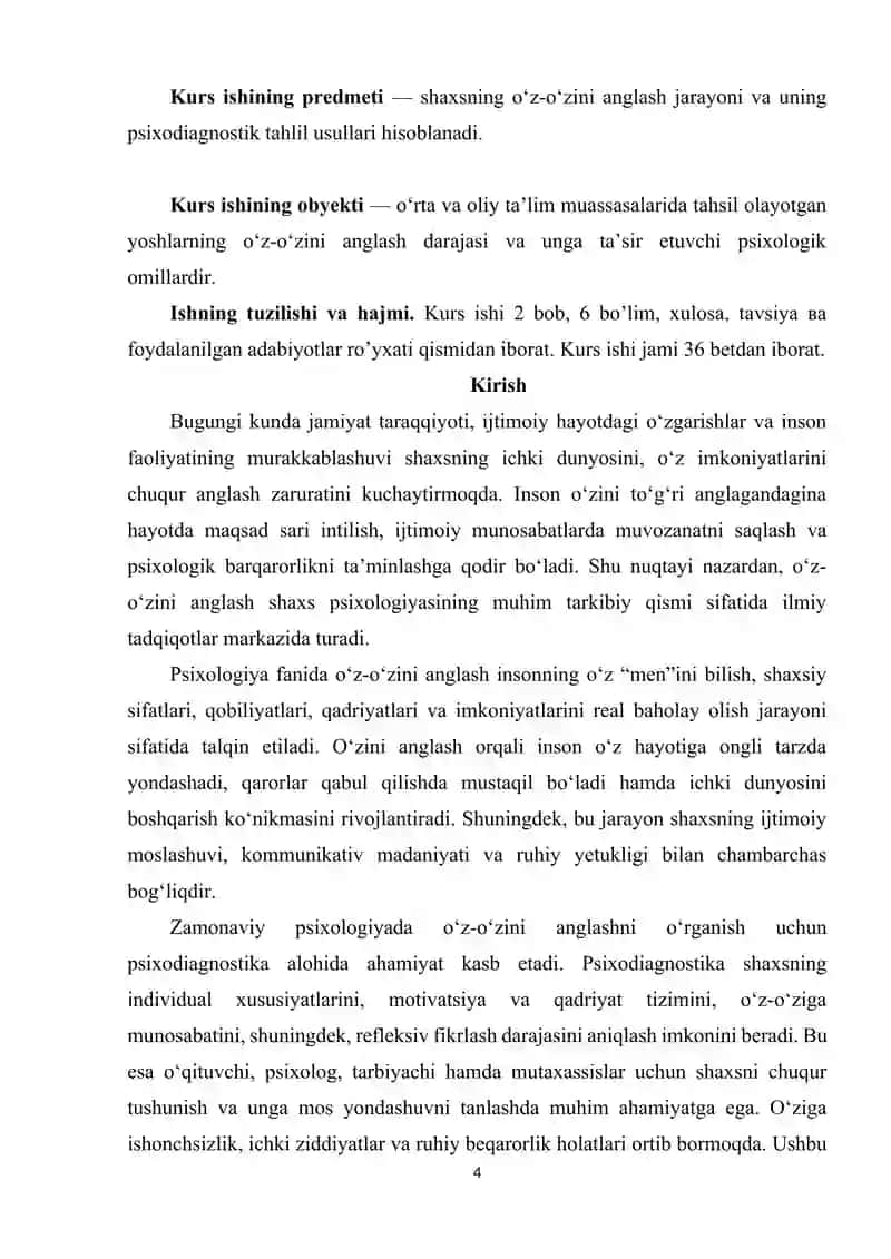 Oʻz oʻzini anglash psixodiagnostika obekti sifatida 4