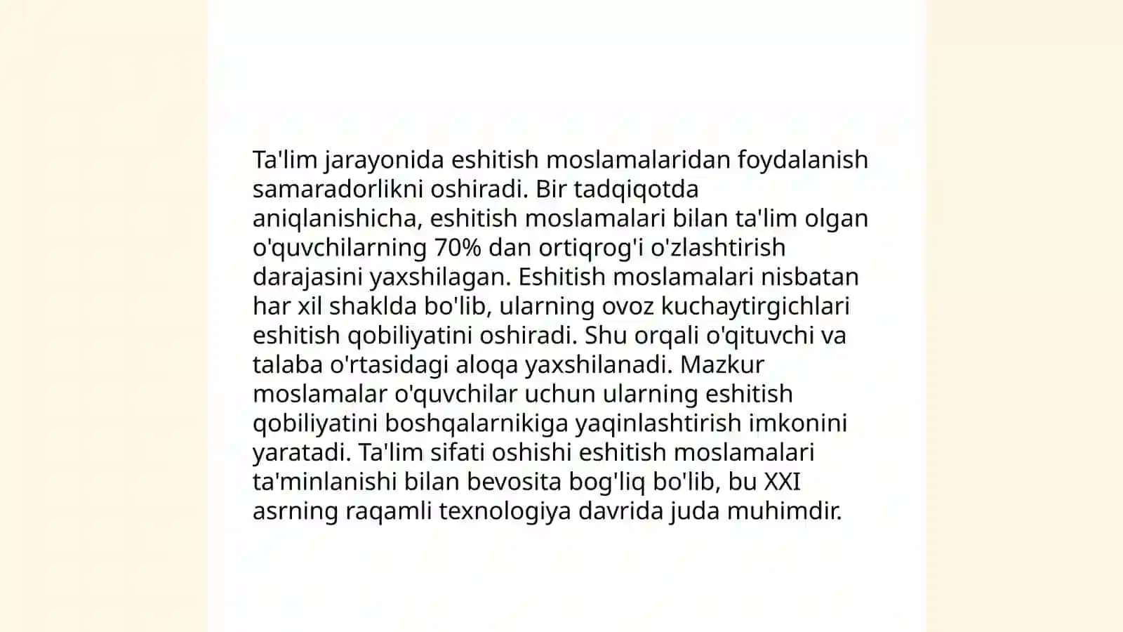 Eshitishda nuqsoni bor bolalar uchun maxsus o'quv dasturi 4