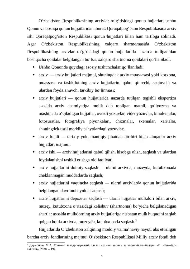 O‘zbekiston Respublikasida Vazirlar Mahkamasi tomonidan arxiv sohasida qabul qilingan qarorlar 4