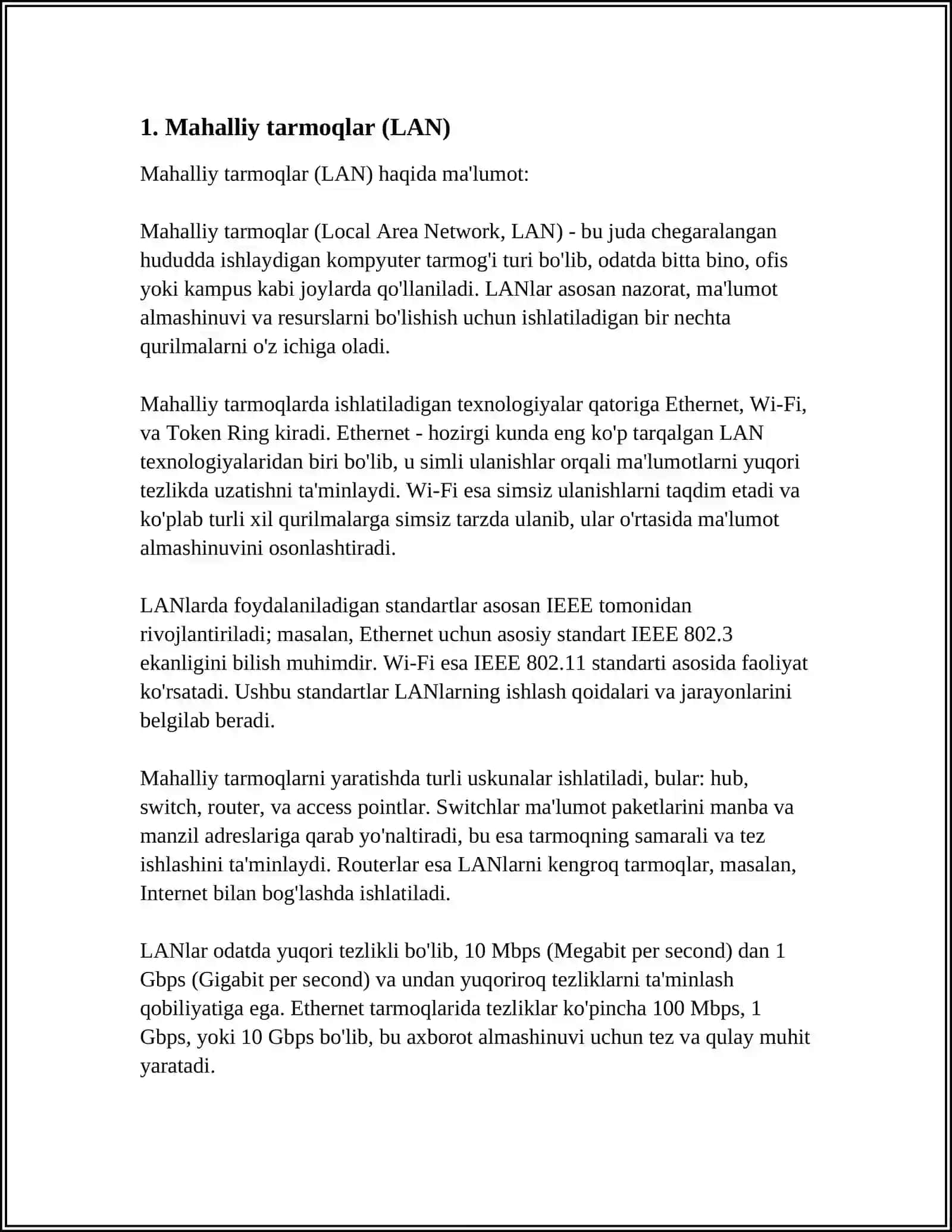 KOMPYUTER TARMOQLARINING TASNIFI (HUDUDIY TARQALGANLIGI. YETKAZISH MUHITINING TURLARI) 4