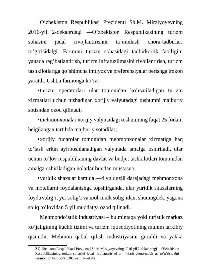 Turizm sohasida joylashtirish xizmatlari 4