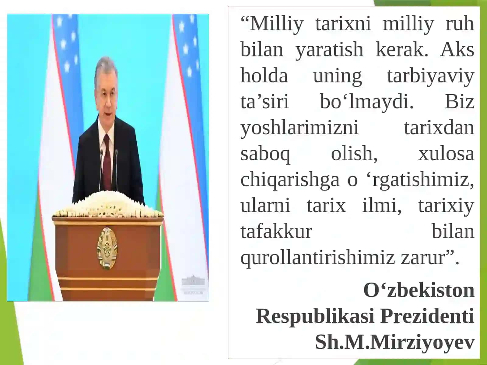 O’ZBEKISTONNING ENG YANGI TARIXI FANIDAN TAQDIMOT 4