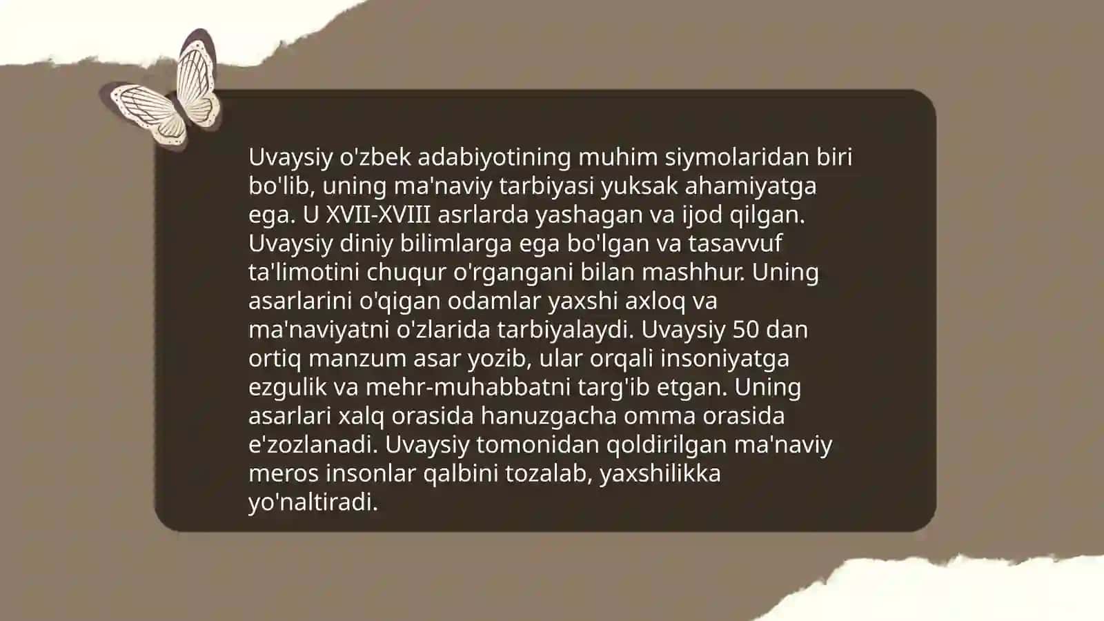 Uvaysiy hayoti va ijodi 4