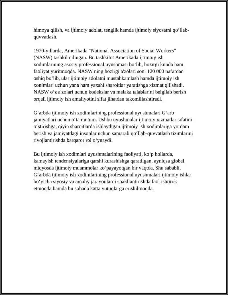 GʻARBDA IJTIMOIY ISH XODIMLARINING PROFESSIONAL TASHKILOTLARI 4