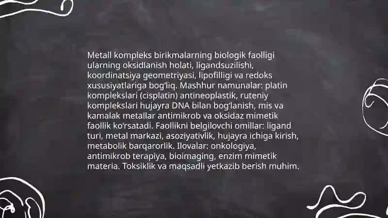 Biologik faol kompleks birikmalar 4