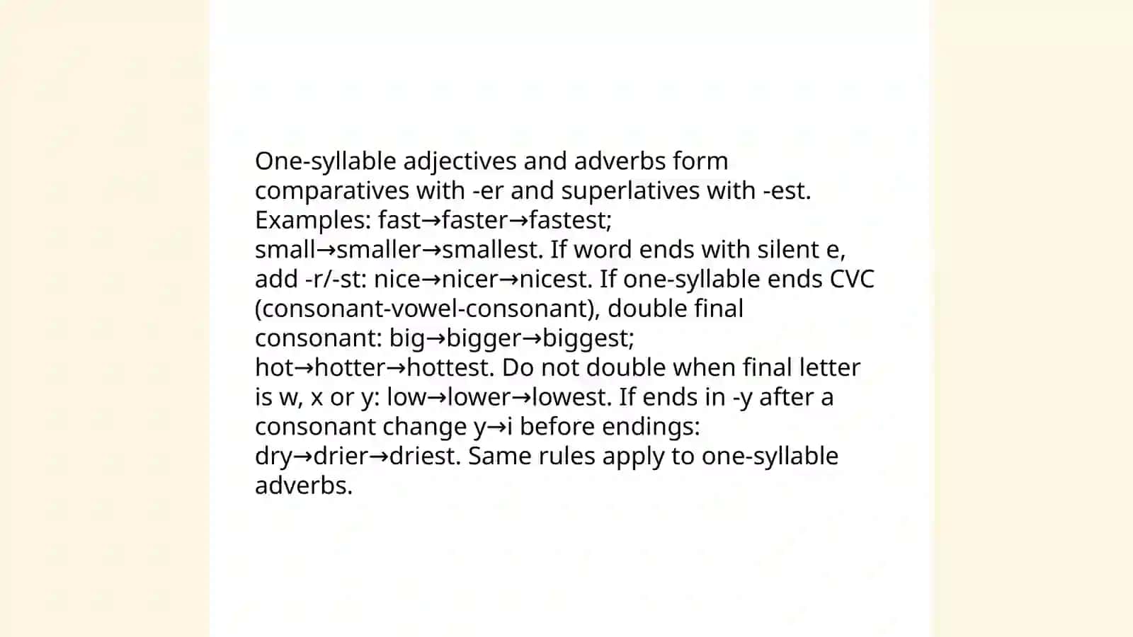 Degrees of adjectives and adverbs 4