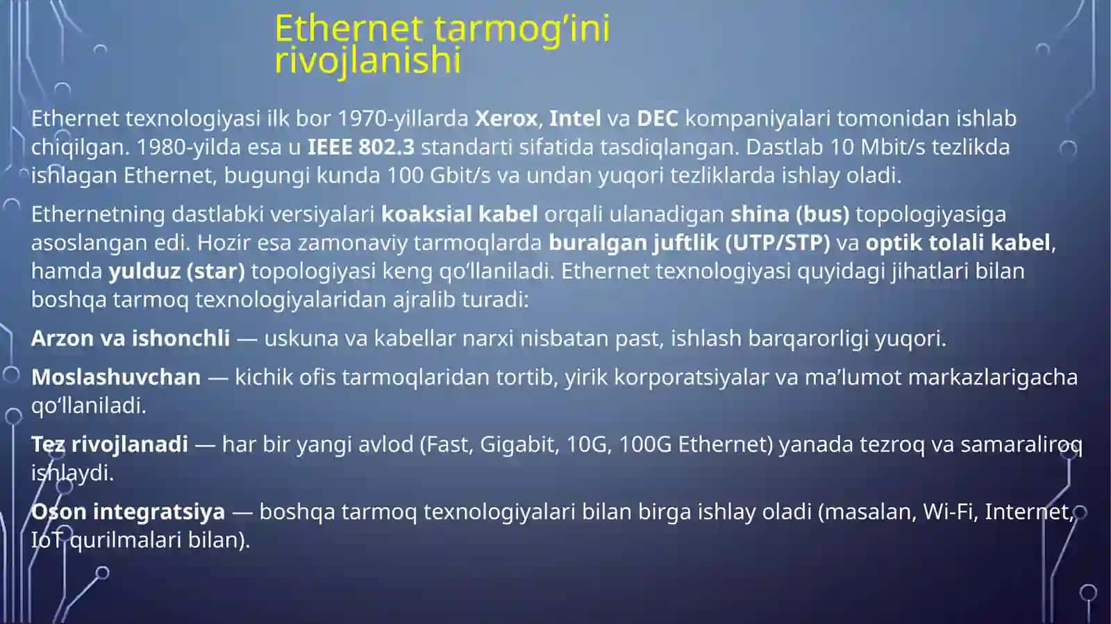 ETHERNET,FAST ETHERNET,TOKEN-RING TEXNOLOGIYALARI 4