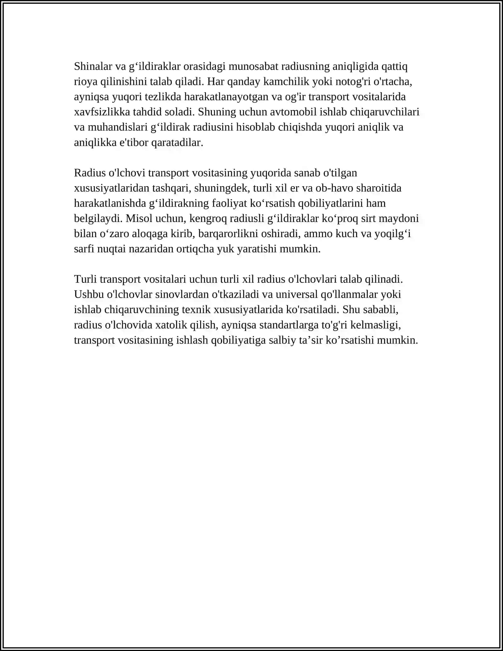 GʻILDIRAK RADIUSLARI 4
