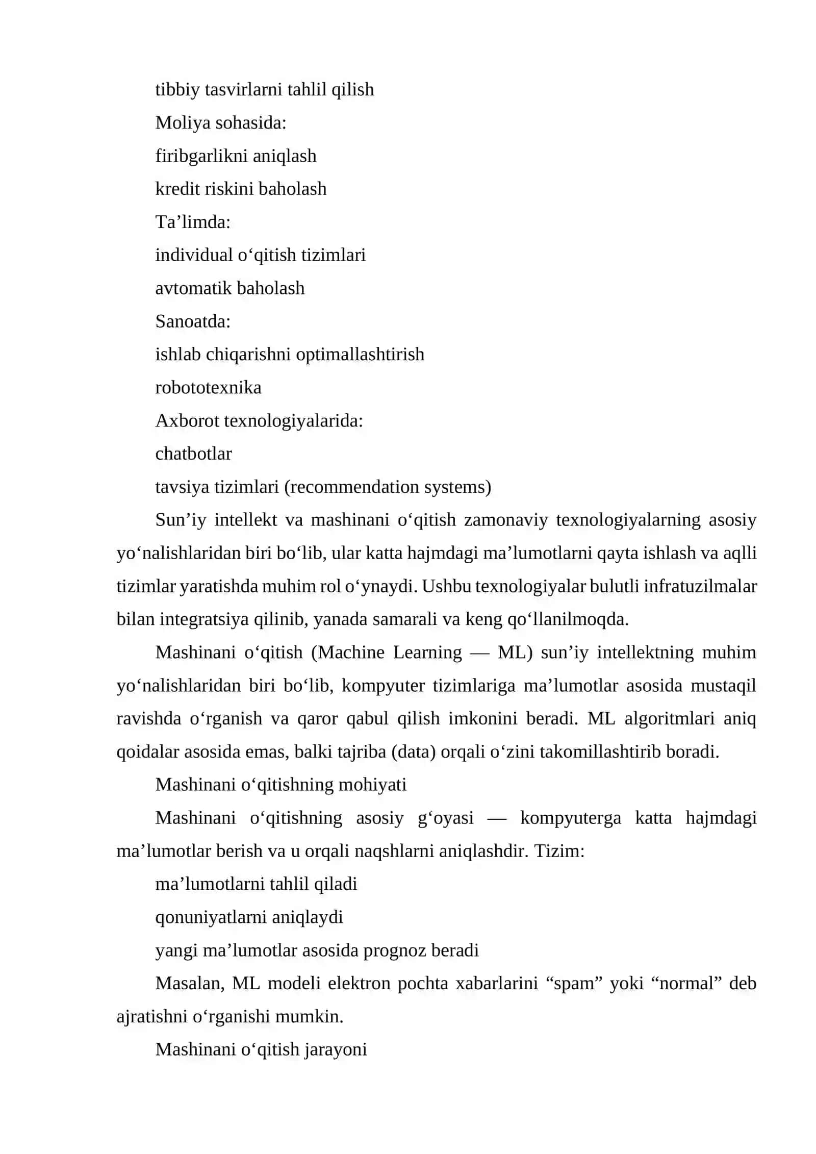 SUN'IY INTELLEKT VA MASHINANI O'QITISHDA BULUTDAN FOYDALANISH 4