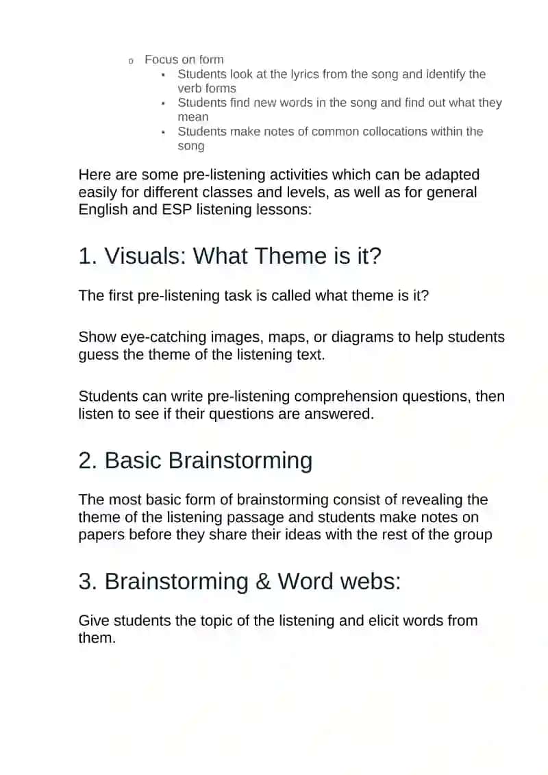 A framework for planning a listening skills lesson 4