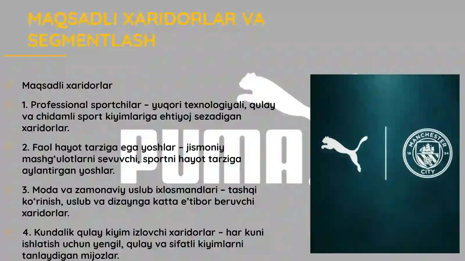 Puma kompaniyasi haqida qisqacha ma'lumot 4