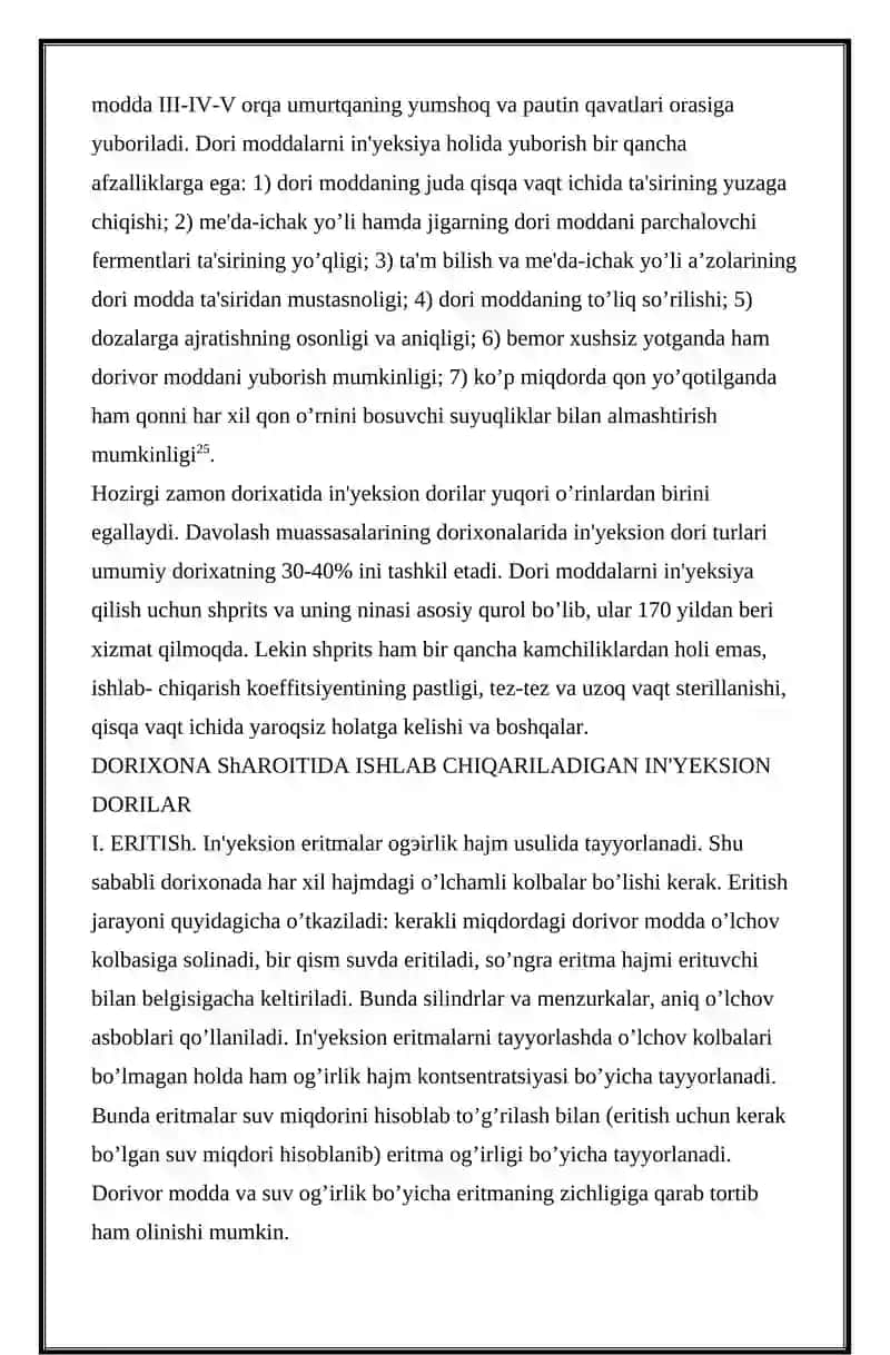 Stabilizator qo’shib tayyorlanadigan in’yeksion eritmalar tayyorlash 4