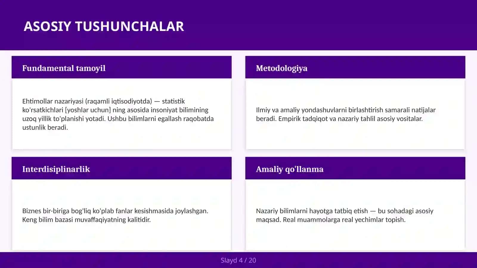Ehtimollar nazariyasi (raqamli iqtisodiyotda) — statistik ko'rsatkichlari [yoshlar uchun] 4