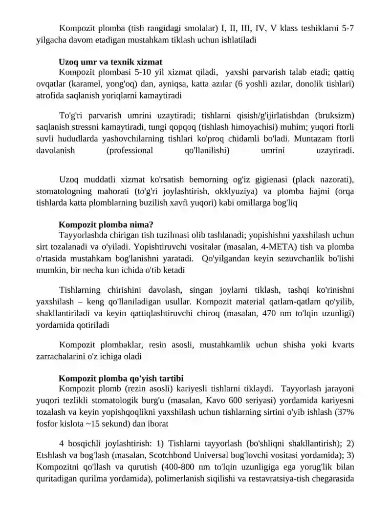 Kompozit plomba ashyolar haqida tushunchasi 4