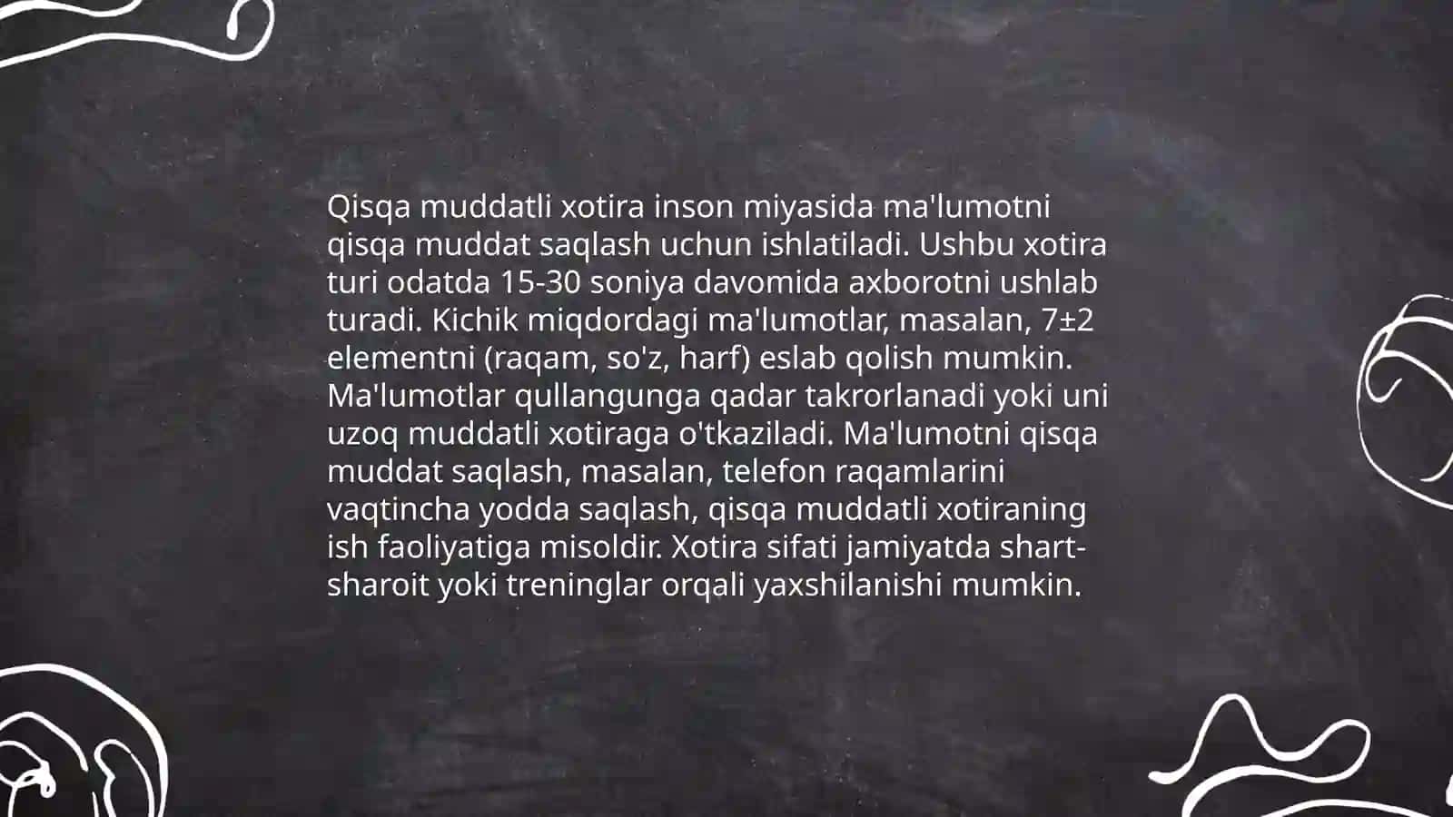 Xotira jarayonlari va turlarini yoritish 4