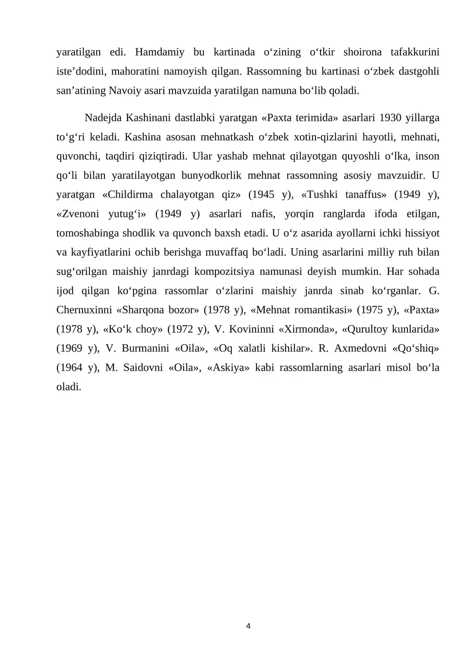 Maishiy janrda kompozitsiya bajarish texnologiyasi (m.b). Diplom ishi. Kurs ishi 4