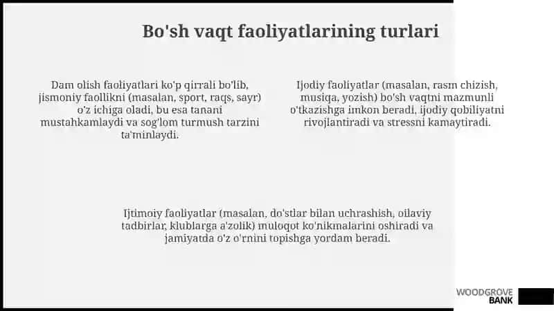 Bo'sh vaqtning ta'rifi va ahamiyati 4