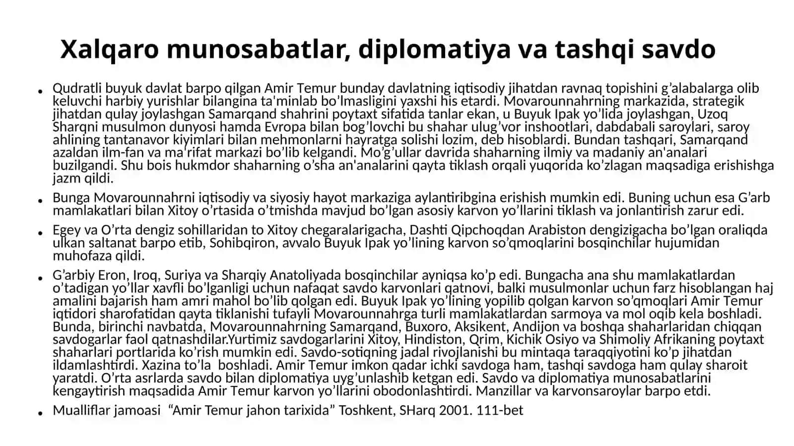 Amir Temurdavlatining xalqaro munosabatlari tarixi 4