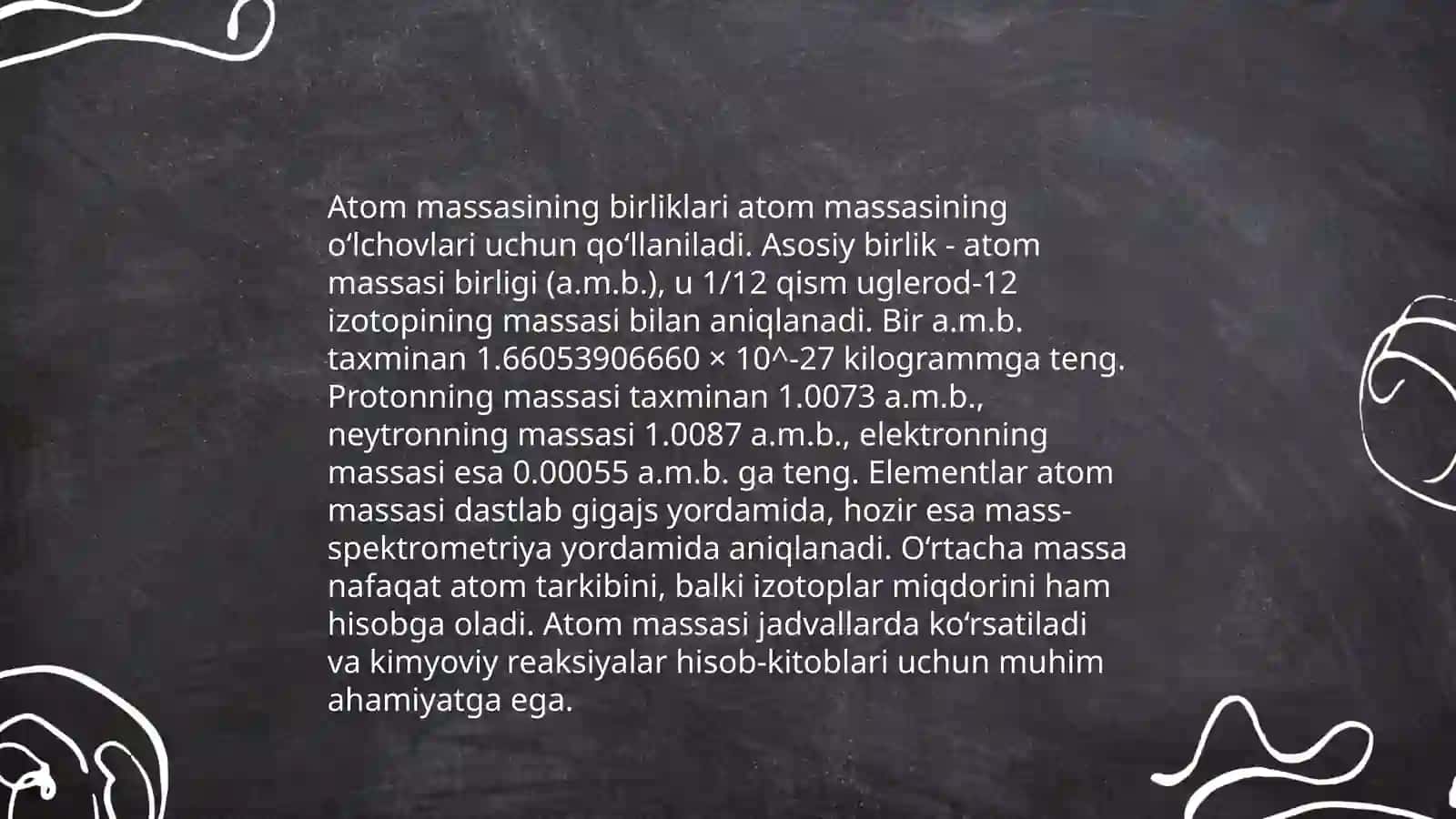 Atom massa. Molekulyar massa. Molyar massa va Allatropiya 4