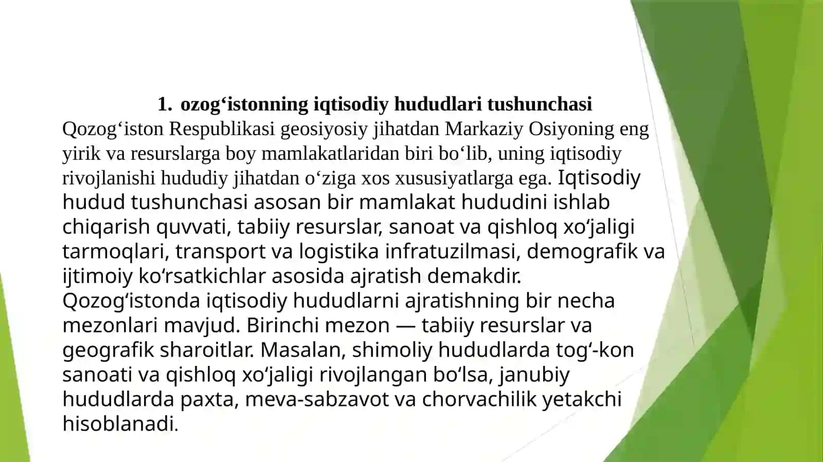 QOZOGʻISTON IQTISODIY RAYONLARI 4