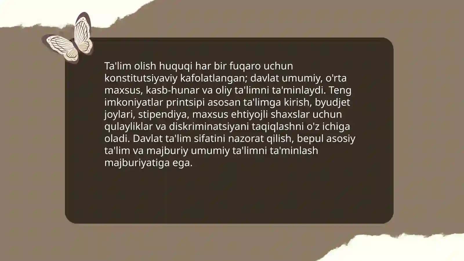 Oʻzbekiston Respublikasi "Taʼlim toʻgʻrisidagi qonuni" 4