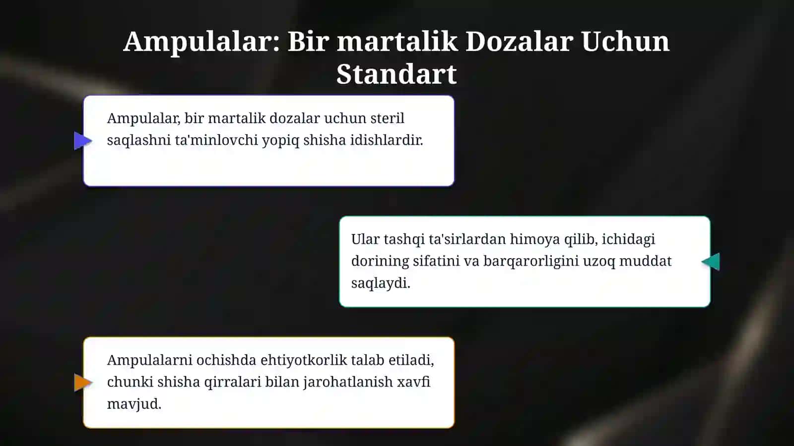 Inyeksiya va infuzion mahsulotlar uchun qadoqlash turlari 4