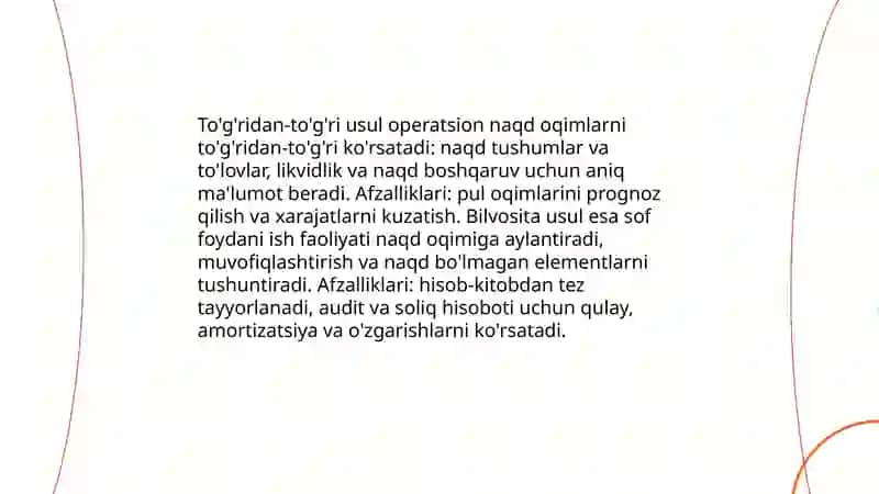 Operatsion faoliyatdan pul oqimlari tahlili 4
