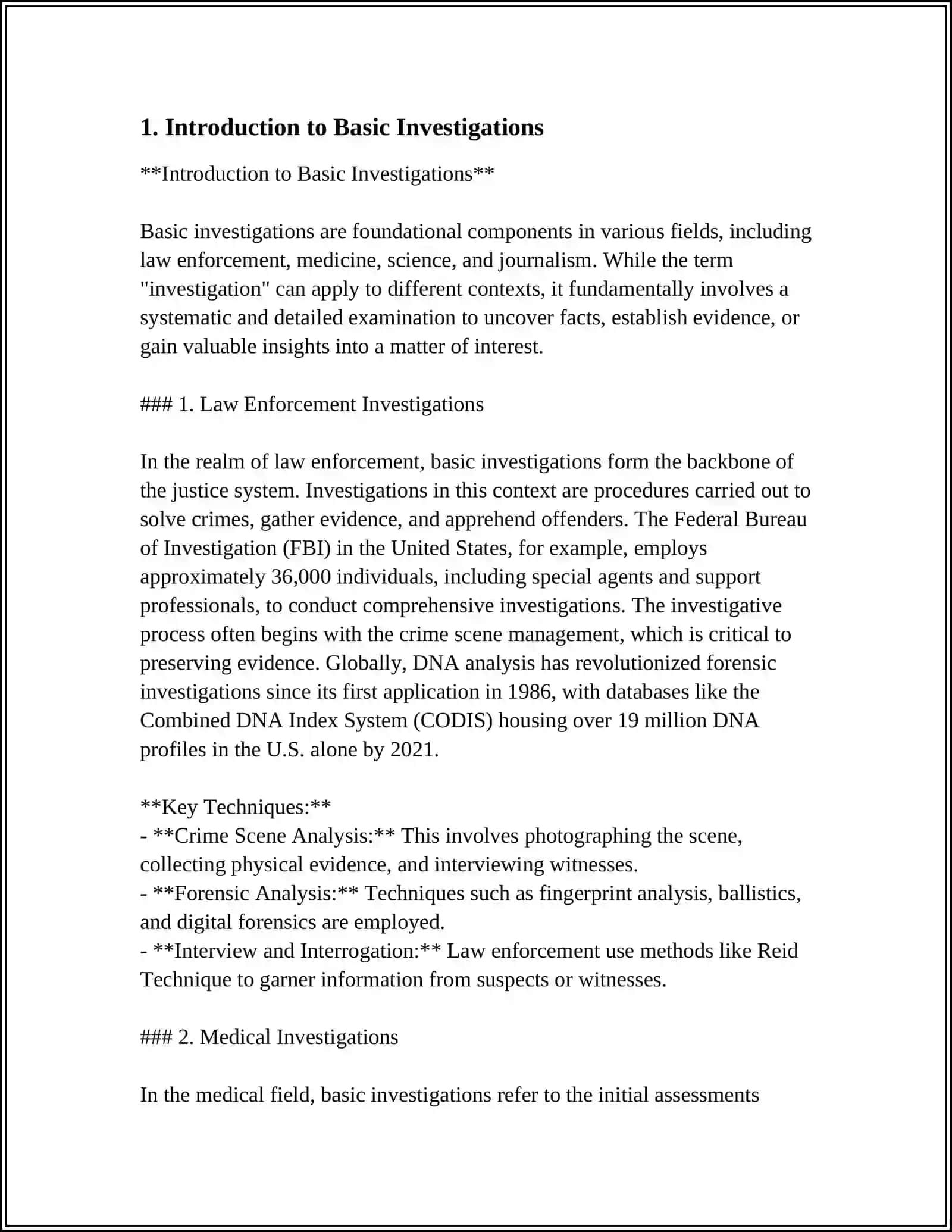 Introduction to Basic Investigations 4