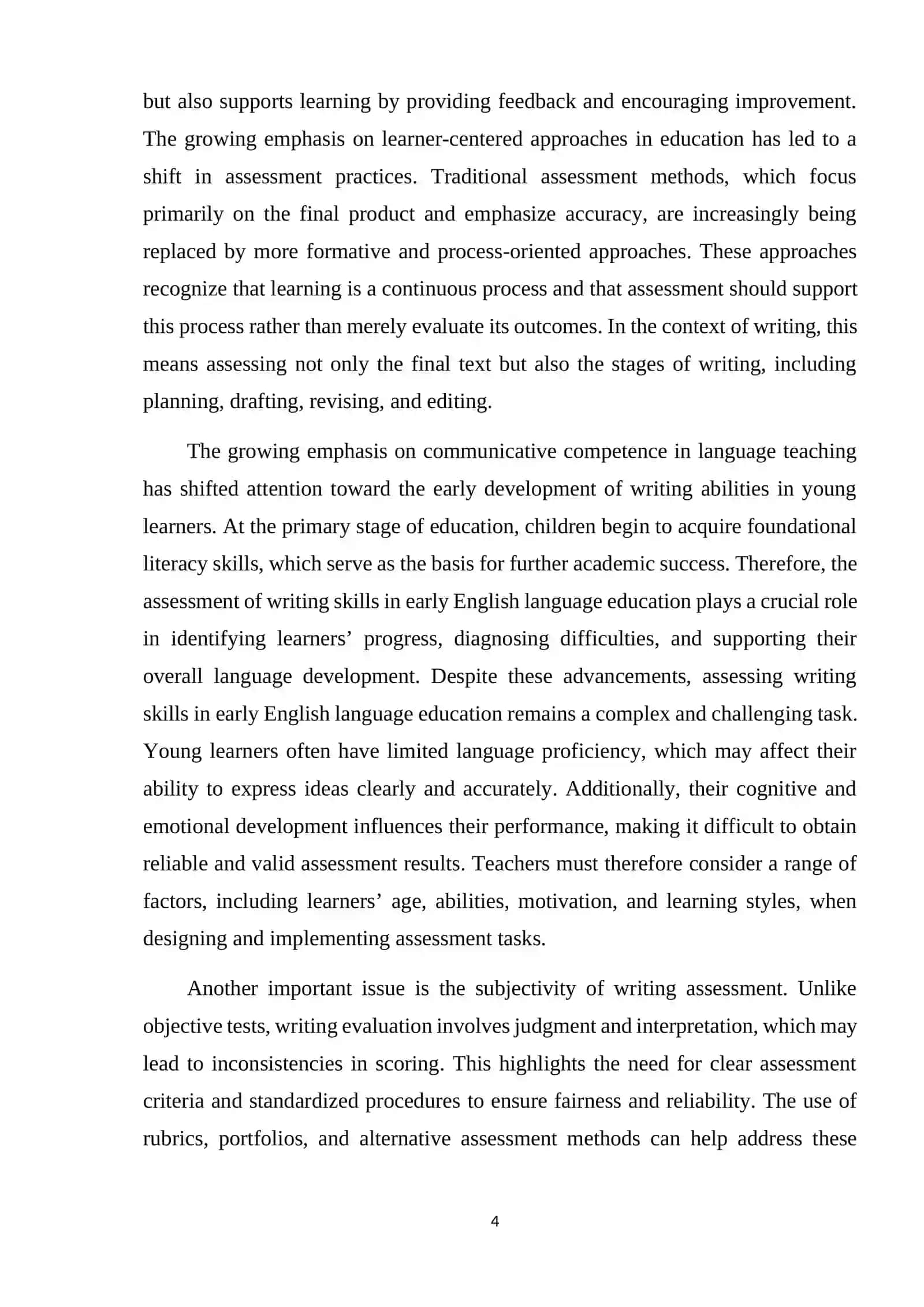 ASSESSING WRITING SKILLS IN EARLY ENGLISH LANGUAGE EDUCATION 4