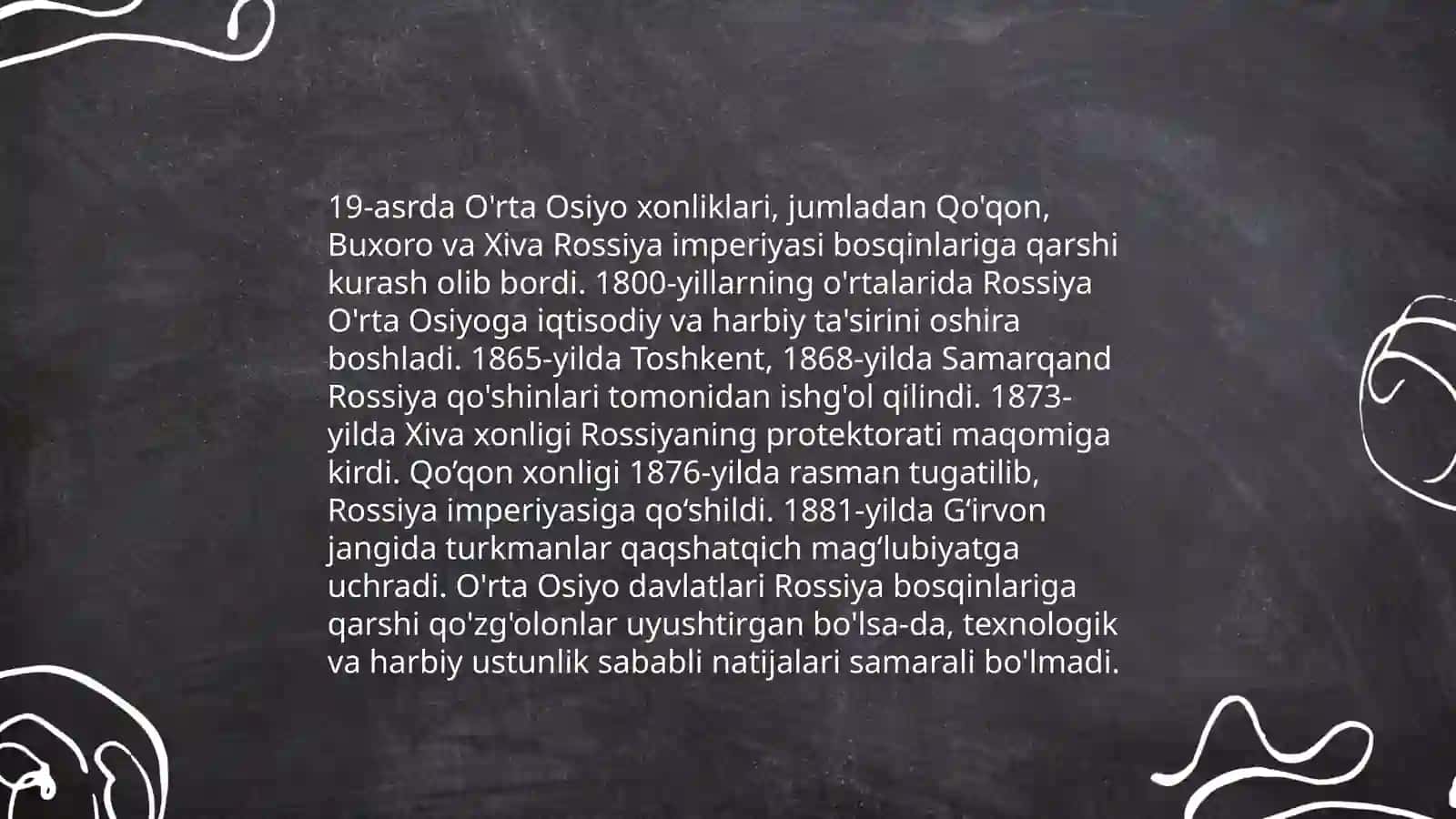 Rossiya imperiyasi bosqini davrida O'rta Osiyo xonliklari 4