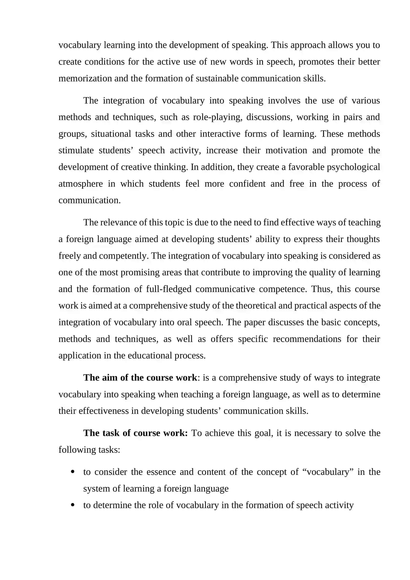 COURSE WORK THEME: INTEGRATING VOCABULARY LEARING INTO SPEAKING ACTIVITIES 4