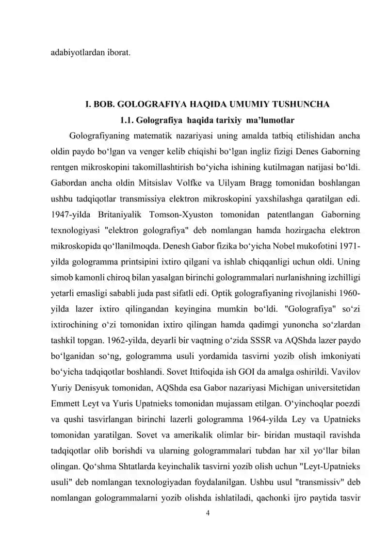 GOLOGRAFIYA VA UNING AMALIYOTDA QO‘LANILISHI 4