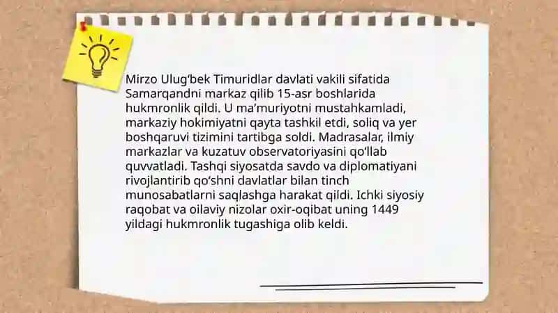 Mirzo Ulug‘bekning Hayoti va Siyosiy Faoliyati 4