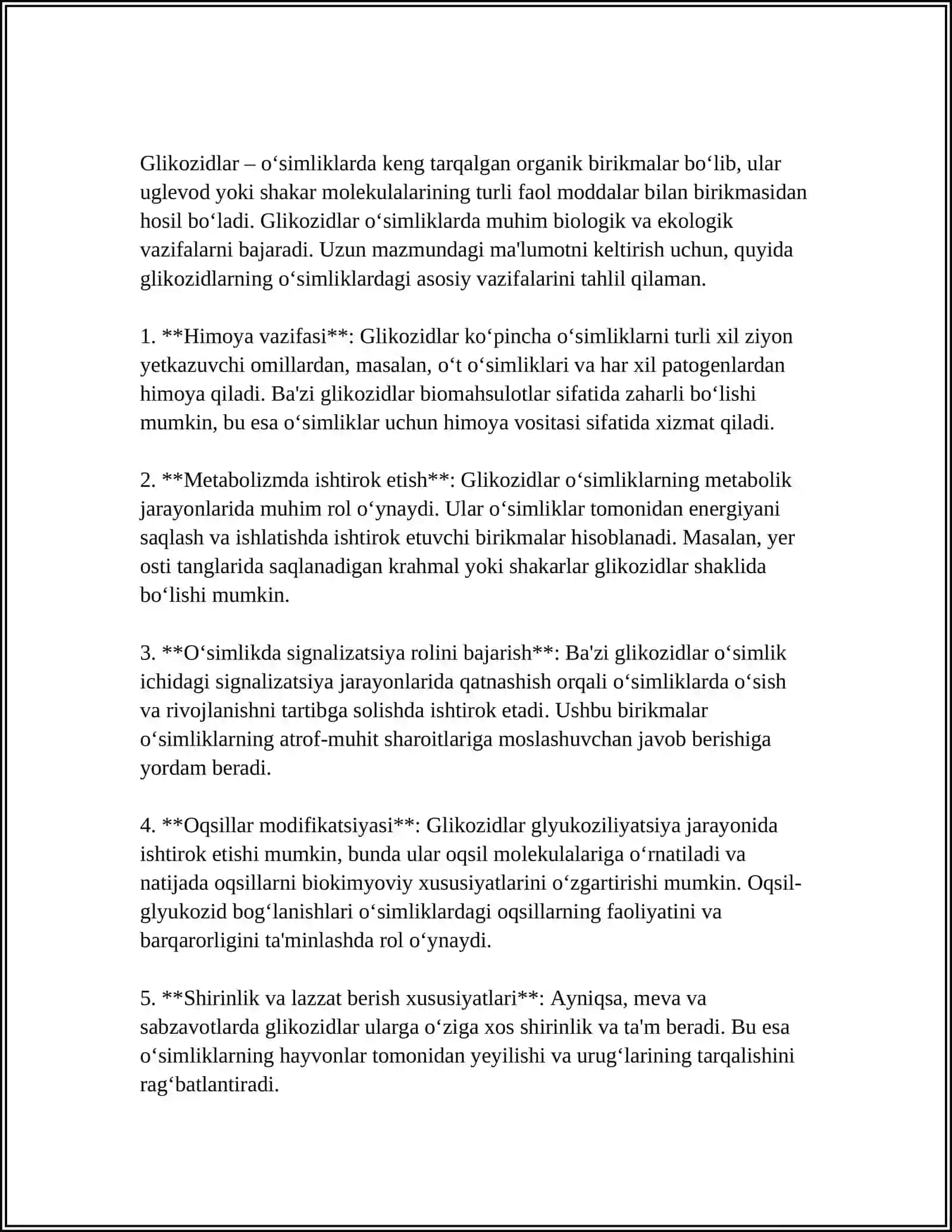 O‘SIMLIK TARKIBIDAGI GLIKOZIDLAR 4