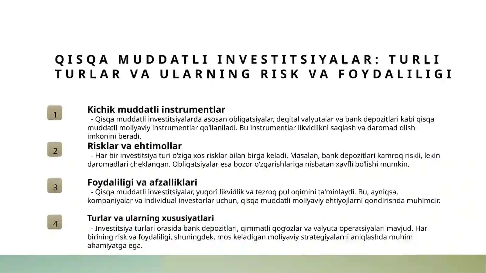 Qisqa muddatli moliyaviy investitsiya 4
