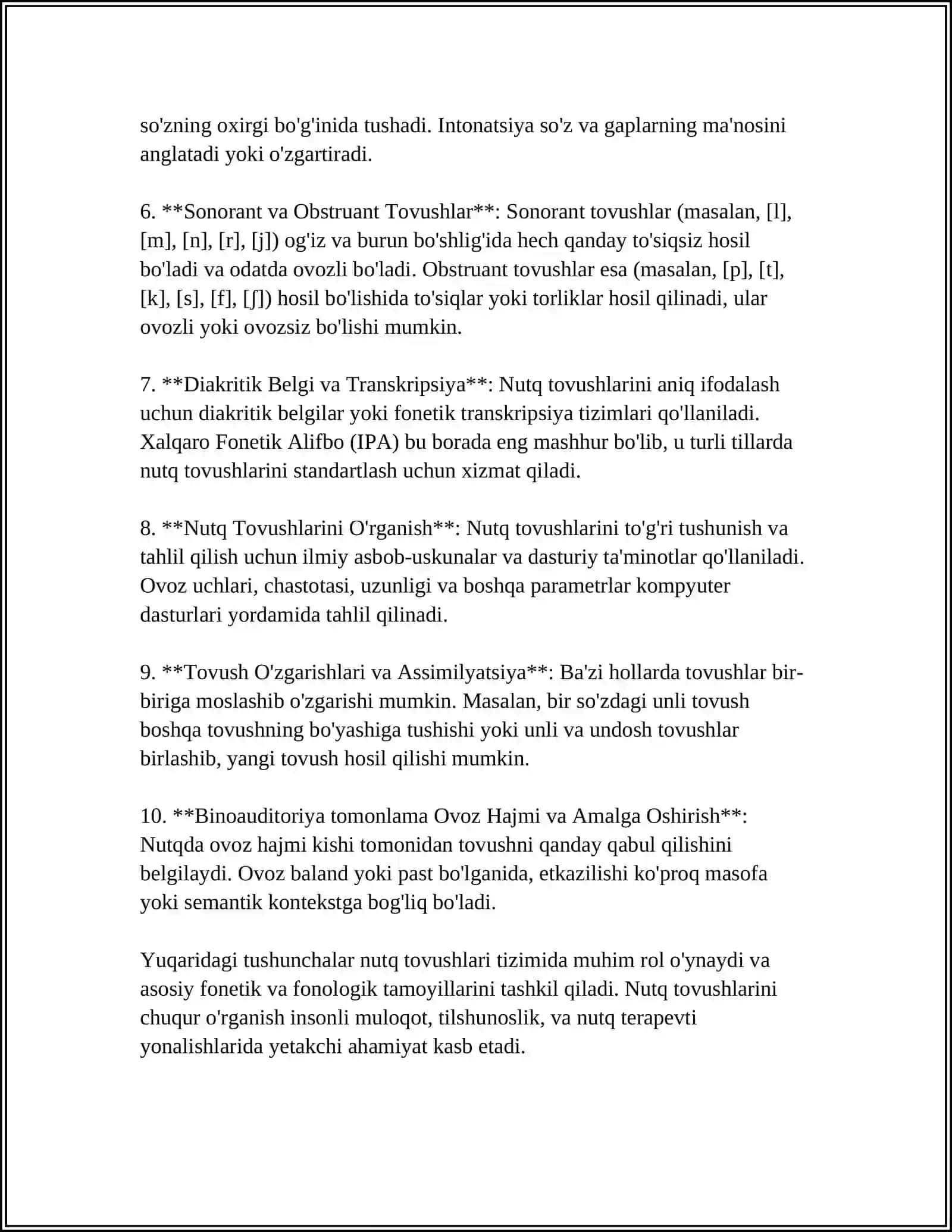 ONA TILINING FONETIK VOSITALARI: NUTQ TOVUSHLARI, URG'U, OHANG (INTONATSIYA) 4