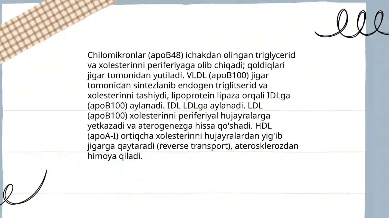 Apo Oqsillar va Xolesterin Tashilishi 4