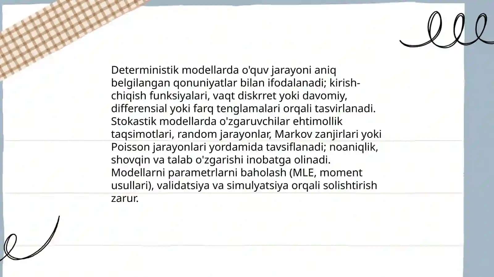 O'quv jarayoni modellarning matematik modelini yaratish 4