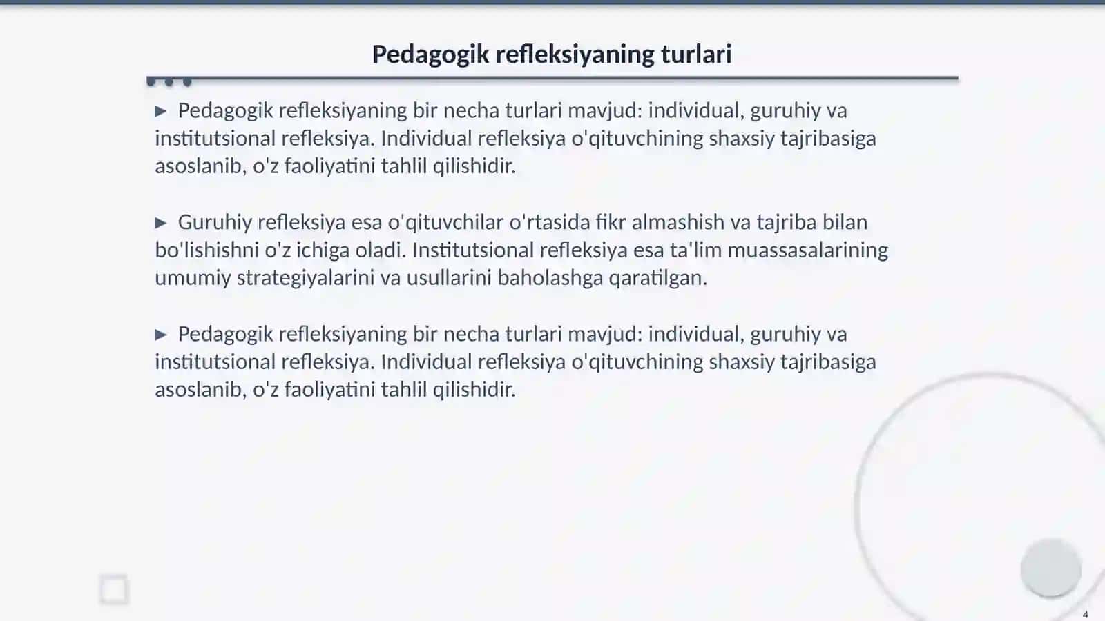 Pedagogik refleksiyaning ahamiyati 4