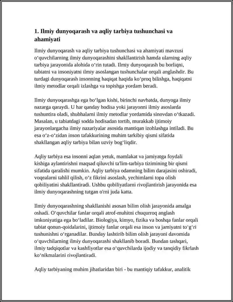 OʻQUVCHILARNING ILMIY DUNYOQARASHINI SHAKLLANTIRISH OʻQUVCHILARNING AQLIY TARBIYASI 4
