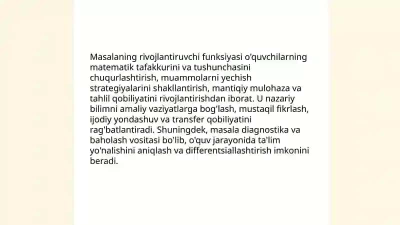 Masalaning bajaradigan funksiyalari 4