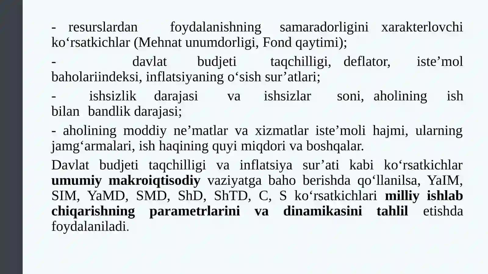 Asosiy makroiqtisodiy ko`rsatkichlar 4