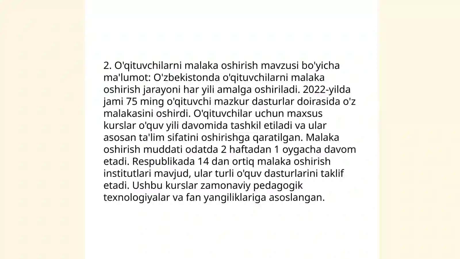 Xalqaro baholash dasturlari (TALIS) 4