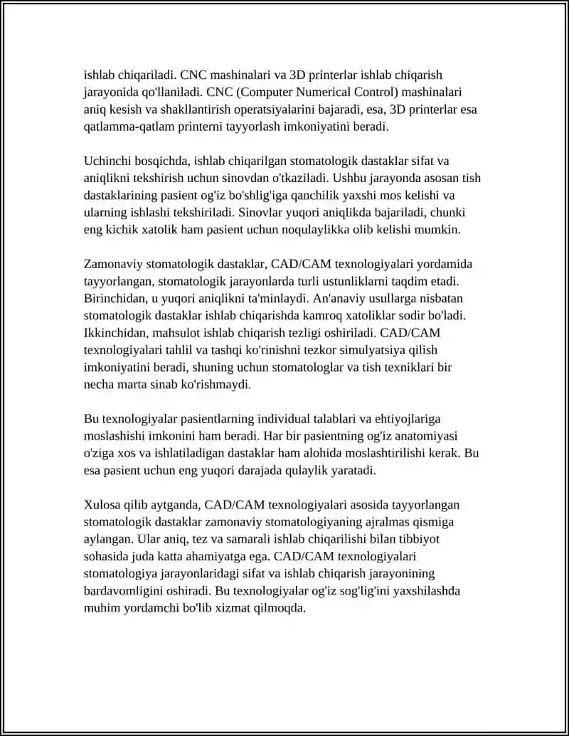 CAD/CAM texnologiyalari asosida tayyorlangan stomatologik dastaklar 4