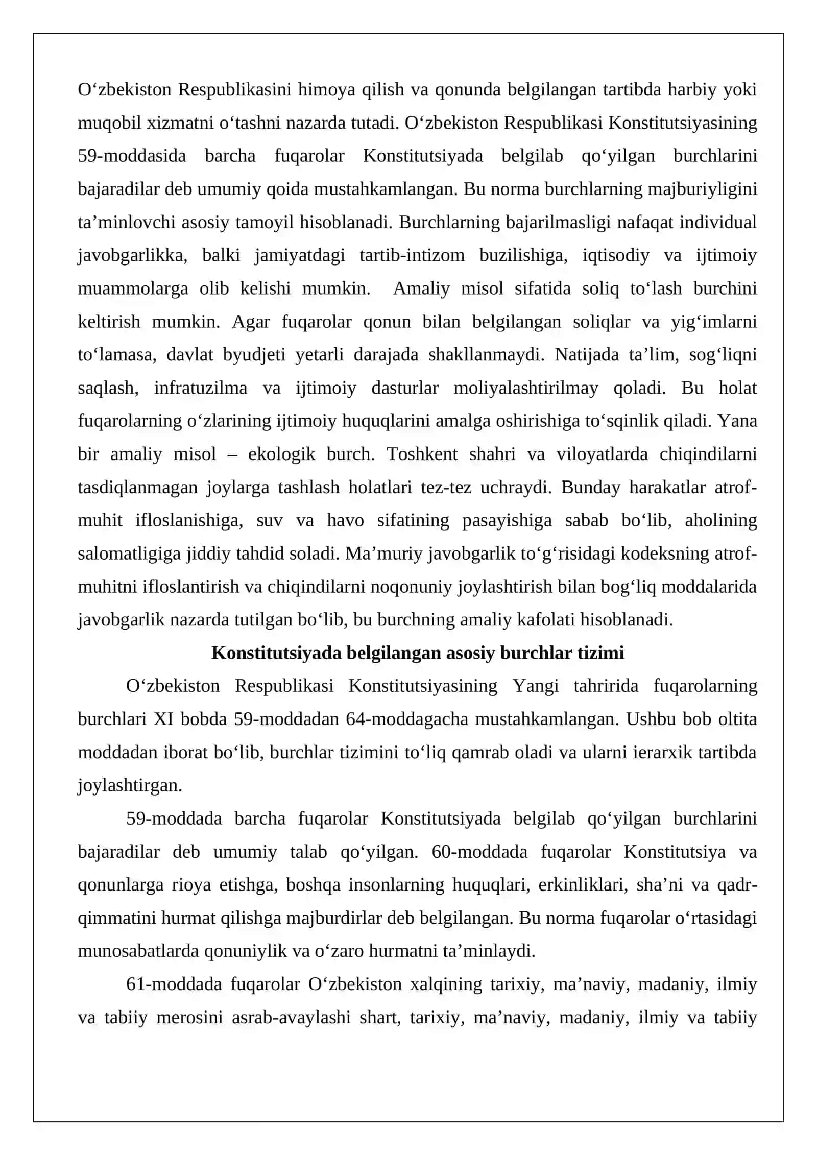 O‘zbekiston Respublikasi Konstitutsiyasida belgilangan fuqarolarning burchlari 4