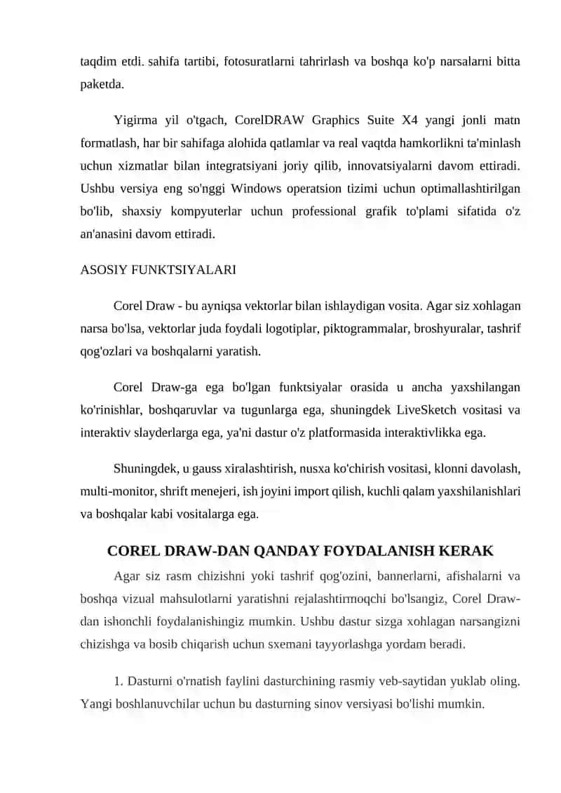 "Corel Draw dasturi yordamida rasmlarni qayta ishlash" 4