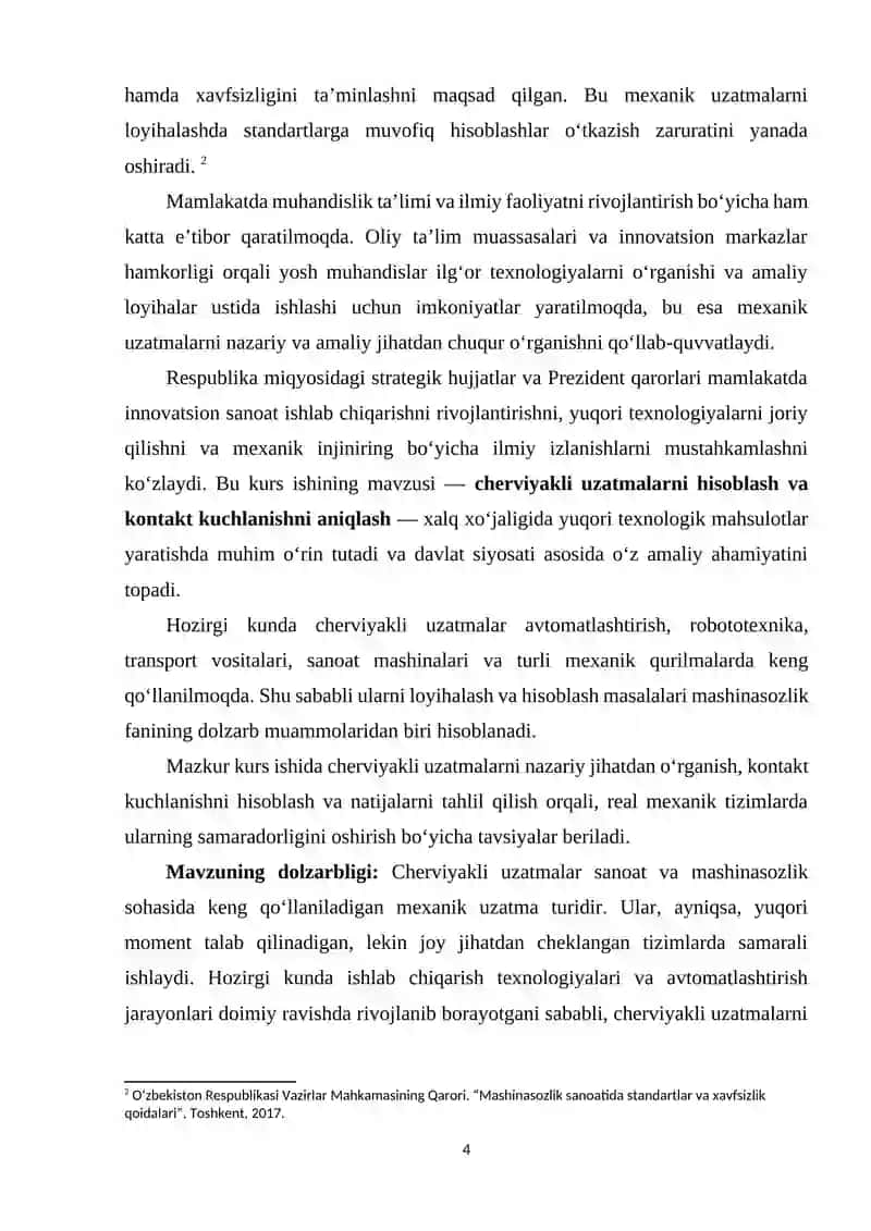 Cherviyakli uzatmalar va kontakt kuchlanish boʻyicha hisoblash 4