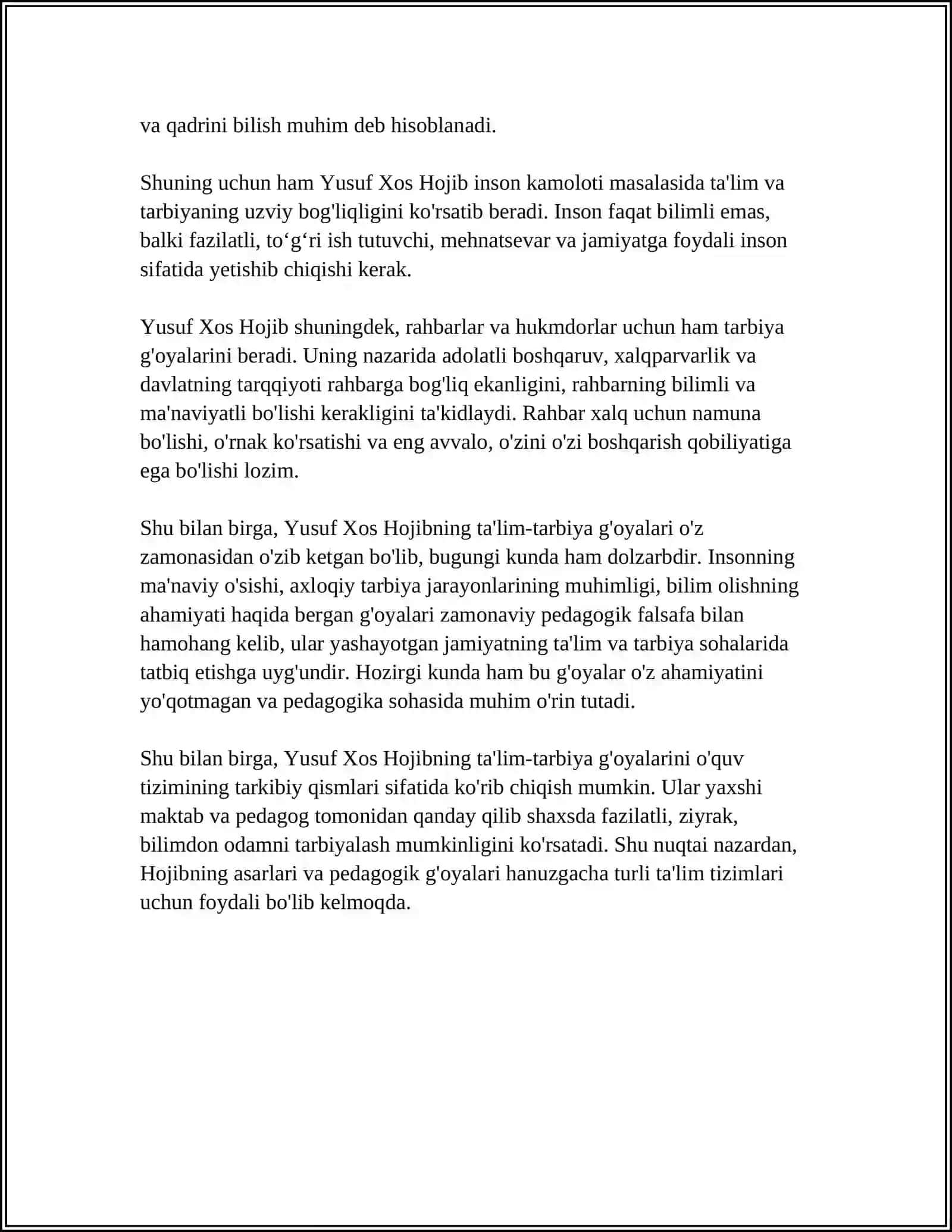 Yusuf Xos Hojibning Pedagogik Gʻoyalari 4